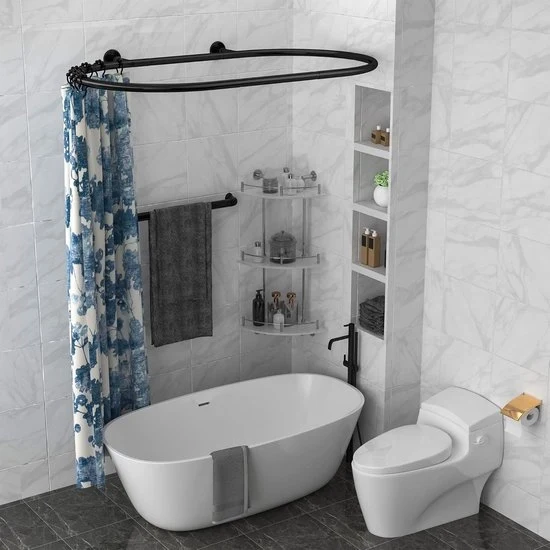 Maniglia per doccia ovale - per vasca da bagno libera - nero - alluminio