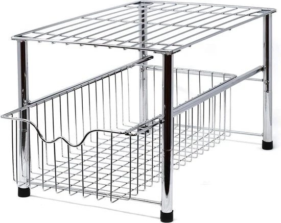 Organizzatore per la zona sotto il lavandino con chiusura - Pannello multifunzionale sotto il lavandino - Cassettiera in acciaio - Finestra in cromo - Organizzatore per la zona bagno con chiusura