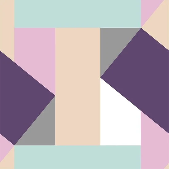 Tessuto Decorativo Geometrico - Disegno Abstract Moderno - 1 pezzo - Pastello Viola - 44,5 cm x 300 cm