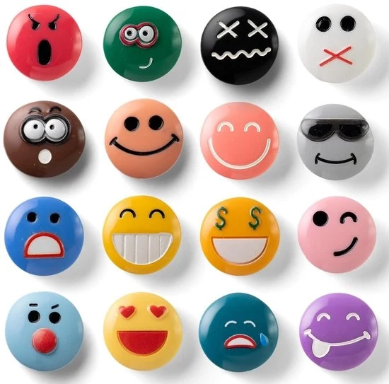 Set di Magneti 3D Emoji in Resina - Set di 16 Magneti Neodymium