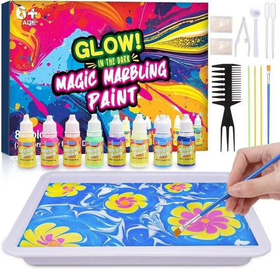 Set di pittura a marbling per bambini – Set di vernice a marbling – Attività creativa a partire dai 6 anni – Regalo per ragazze e ragazzi