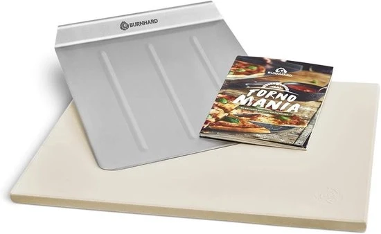 Pietra per BBQ e Grill - inclusa paletta per pizza - 1 pezzo - cordierite - 45 x 34 x 1,5 cm