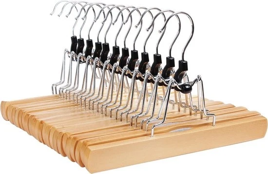 Hangers deluxe - 10 pezzi - Marrone - Hangers per pantaloni - Antiscivolo - Spazievolutivo - 25x2.2x17cm