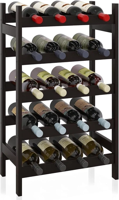 Wijnrek a Vino con 20 contenitori - 20 contenitori - Finitura in legno scuro - Design a parete