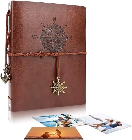 Album fotografico di pelle - Stile vintage - 60 pagine - 21,5 x 17 cm