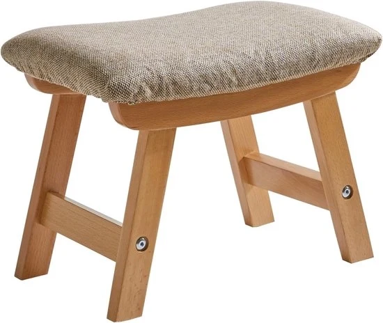 Banco per piedi in legno con rivestimento morbido - adatto per soggiorno e camera da letto - 1 pezzo - beige