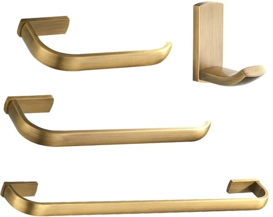 Set di accessori da bagno a 4 pezzi - holder per asciugamano, holder per carta igienica, gancio - 4 pezzi - finitura a specchio in bronzo
