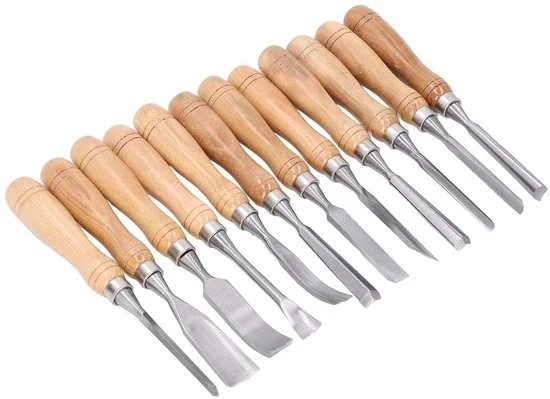 Set di strumenti per la lavorazione del legno 12 pezzi Acciaio inossidabile Vanadio Stagno Lama Maniglia in legno
