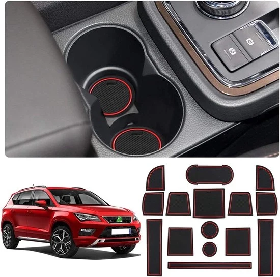 Materassini in gomma per SUV Ateca 2017-2021 - Materassini antiscivolo per cassetto portaoggetti centrale - Accessori interni di ricambio per auto (non per Seat Ateca FR) Materassino antiscivolo