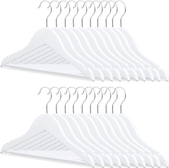 Set di appesi per abiti dei bambini da 20 - appesi a hanger 360° - legno - bianco - 18 x 305 cm