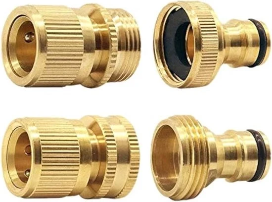 Kit di connettori per tubi da giardino in ottone - connettore femmina 3/4 pollice con filettatura per rubinetto - adattatore di accoppiamento rapido maschio - set da 4 pezzi