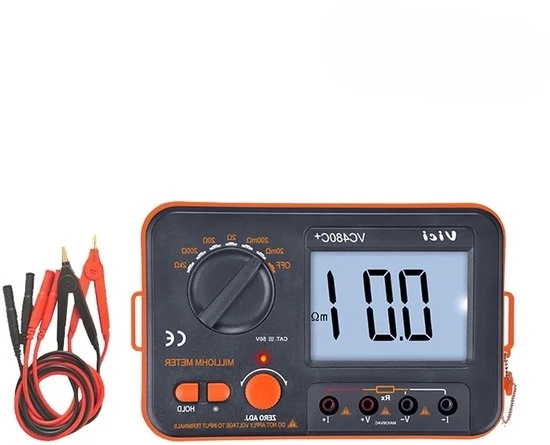 Tester di isolamento digitale VC480C+ con display LCD con illuminazione di sfondo - Tester di resistenza a 4 fili per apparecchi domestici e elettrici