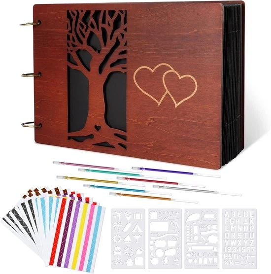 Album di Scrapbooking - Album Fotografico in Legno per Ricordi - 100 Pagine