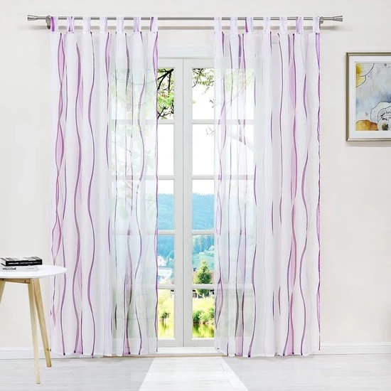 Gordiglie di vetro trasparente - onda elegante - 1 pezzo - viola - 140x245 cm