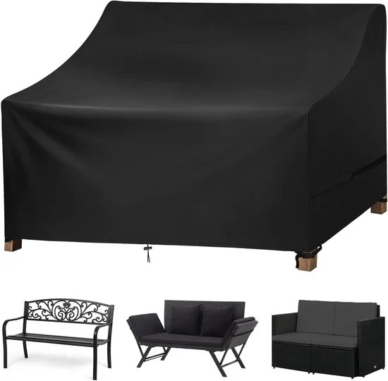 Copertura per banco da giardino 3 posti - Acqua e UV resistente - 1 pezzo - Nero - 600D tessuto Oxford - 134x70x65/94cm