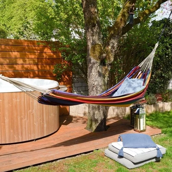 Hangmat XXL per 2 persone - 400 x 160 cm - sostenibile fino a 150 kg - 100% cotone - multicolore - per più persone