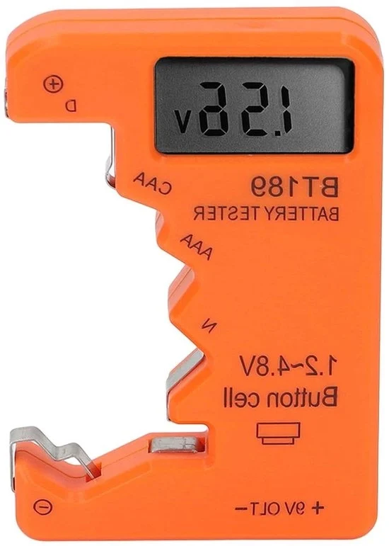 Testatore di Capacità e Metro di Durata con Display Digitale per Batterie AA AAA 6F22 9V 1.5V (Arancione)