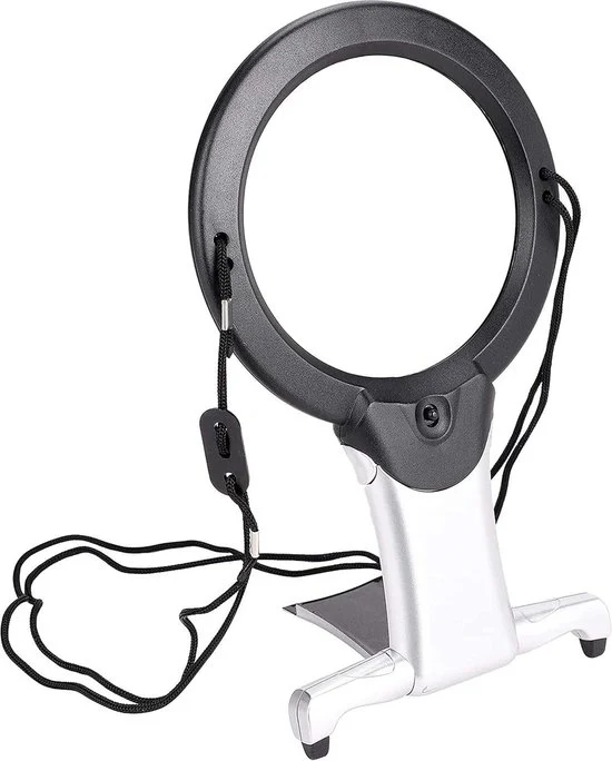 Verglasso da mani libere - 6x ingrandimento con illuminazione LED e stazione di ingrandimento con luce
