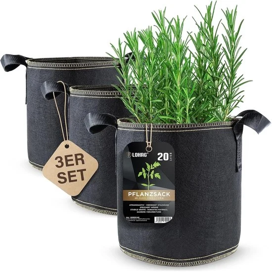 Sacchetto per piante in tessuto - Alternativa salutare - 3 pacchi - 20 litri