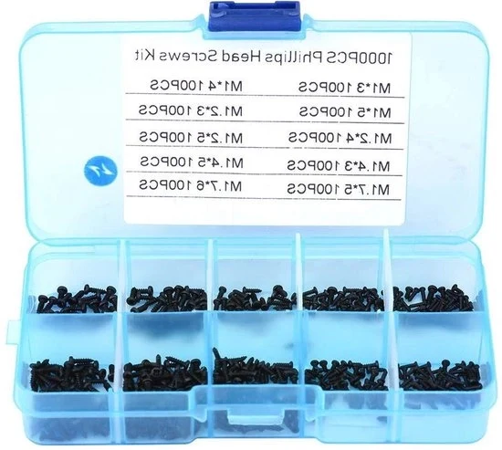 Kit di Viti a Tappo a Croce Phillips Assortimento M1 M1.2 M1.4 M1.7