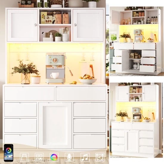 Cassa da Cucina - Illuminazione LED Sottile - Chiusura Magnetica - 8 Cariche - Cassetto Alto