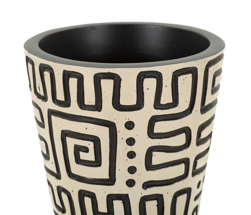 Vaso Resina Nairobi Ø15,5x65 cm in Resina Bianco e Nero