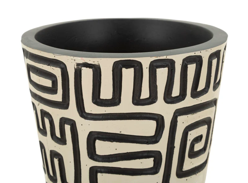 Vaso Resina Nairobi Ø16x86 cm in Resina Bianco e Nero