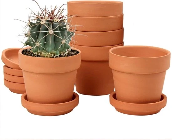 Mini vasi terracotta - vasi per piante con sottopiede - 6 pezzi - 10 x 10 cm