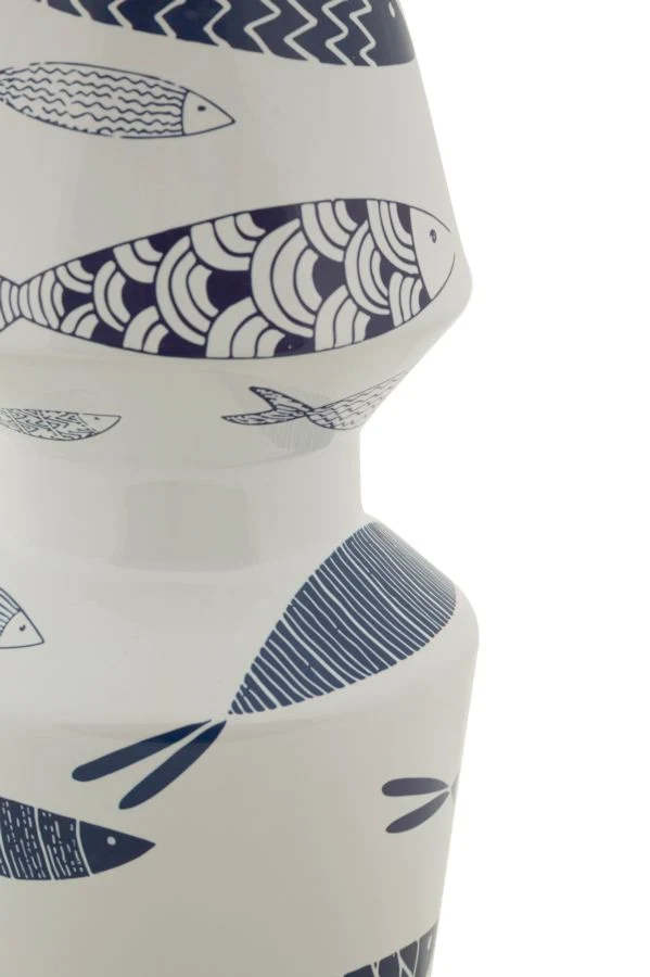 Vaso Ceramica Fish Double Ø14x34 cm in Ceramica Multicolor