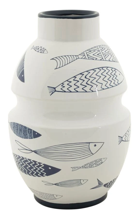 Vaso Ceramica Fish Ø21x31 cm in Ceramica Multicolor