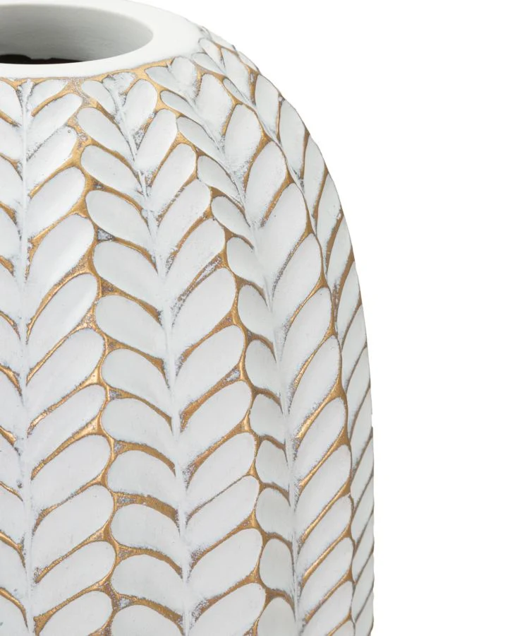 Vaso Resina Leaf Ø18,5x46 cm in Resina Oro e Bianco