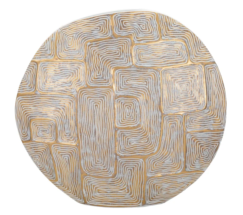 Vaso Resina Eclips 48x13x44,5 cm in Resina Oro e Bianco
