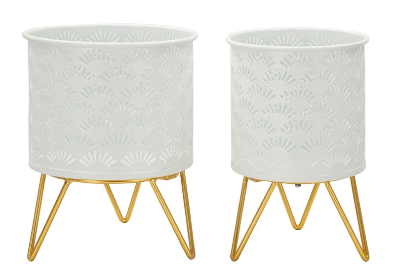 Porta Vasi Carly Coppia Ø16x20 cm - Ø13x20 cm in Ferro Oro