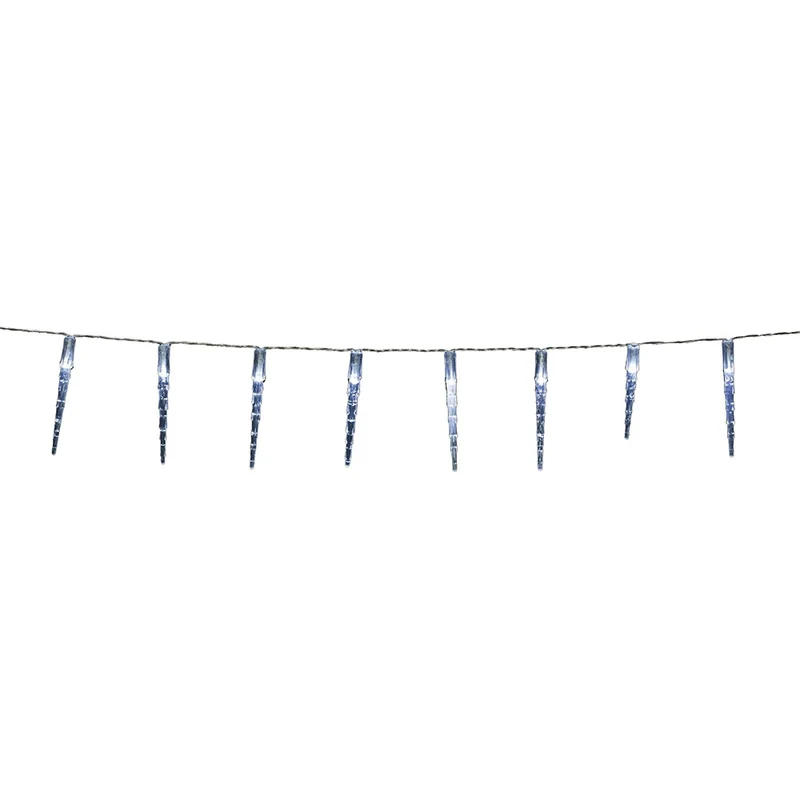 Catena Luci LED con 10 Ghiaccioli 90 cm Colore Bianco Freddo in Acrilico