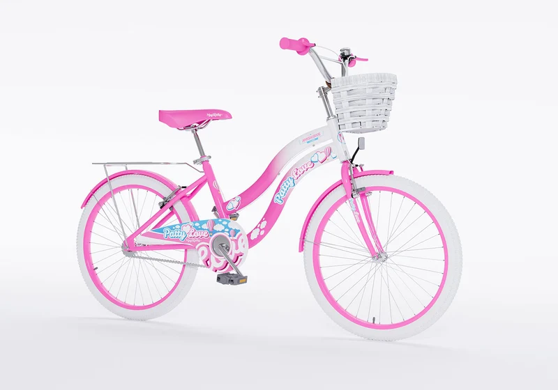 Bicicletta per Bambine 6-8 Anni 20" Patty Love con Freni V-Brake Cestino e Portapacchi Rosa