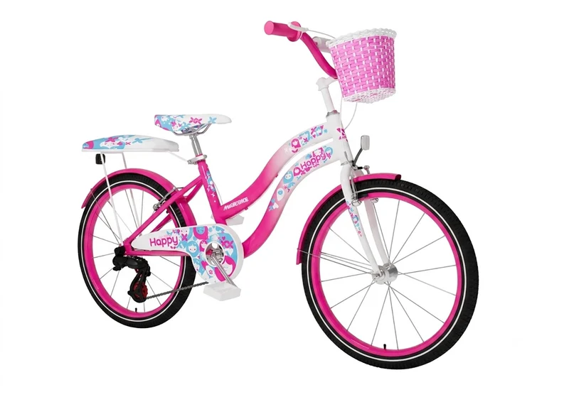 Bicicletta per Bambine 6-8 Anni 20" con Freni V-Brake e Cestino Bianco e Rosa