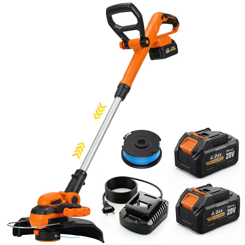 Decespugliatore a Batteria con 2 Batterie 4,0Ah Caricabatterie e Asta Regolabile