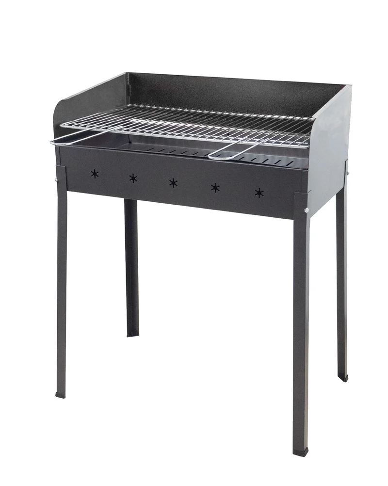 Barbecue a Carbone Stella-eco 70x40x90 cm Griglia Regolabile a 2 Altezze in Acciaio Nero