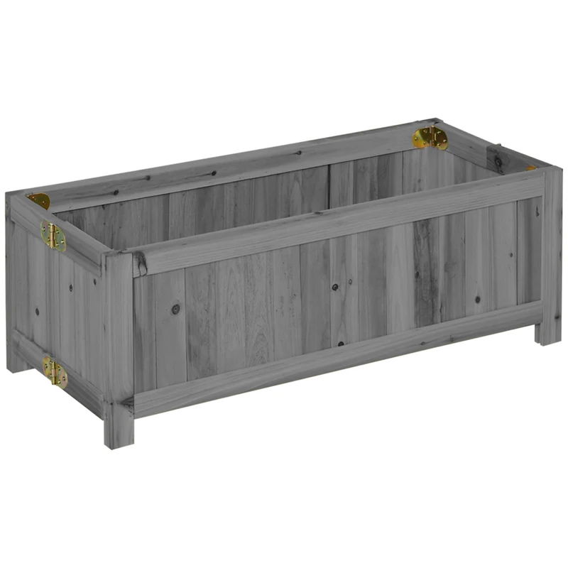 Fioriera Pieghevole Rialzata per Coltivazioni 70x30x25 cm in Legno Grigio