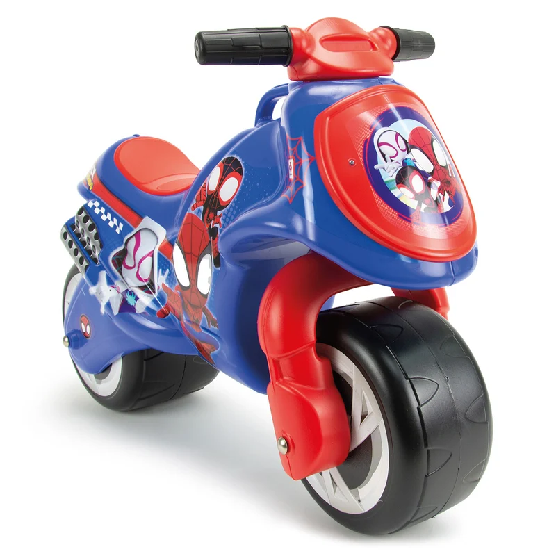 Moto Cavalcabile per Bambini 18-36 mesi a Spinta Marvel Spidey 69x27,5x49 cm fino a 30 kg con Maniglia di Trasporto Blu
