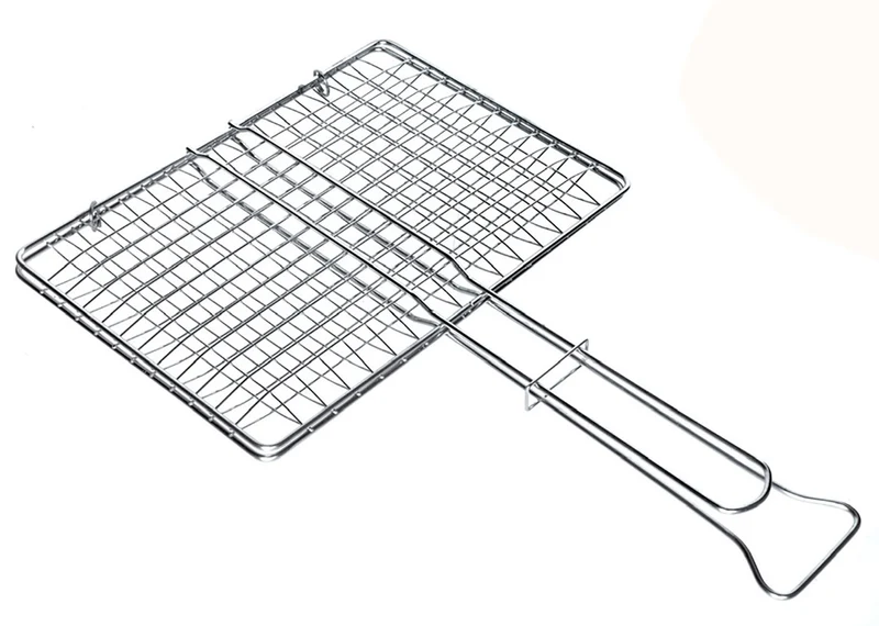 Griglia Doppia per Barbecue 40x45 cm Senza Piedini in Filo di Ferro Cromato Made in Italy