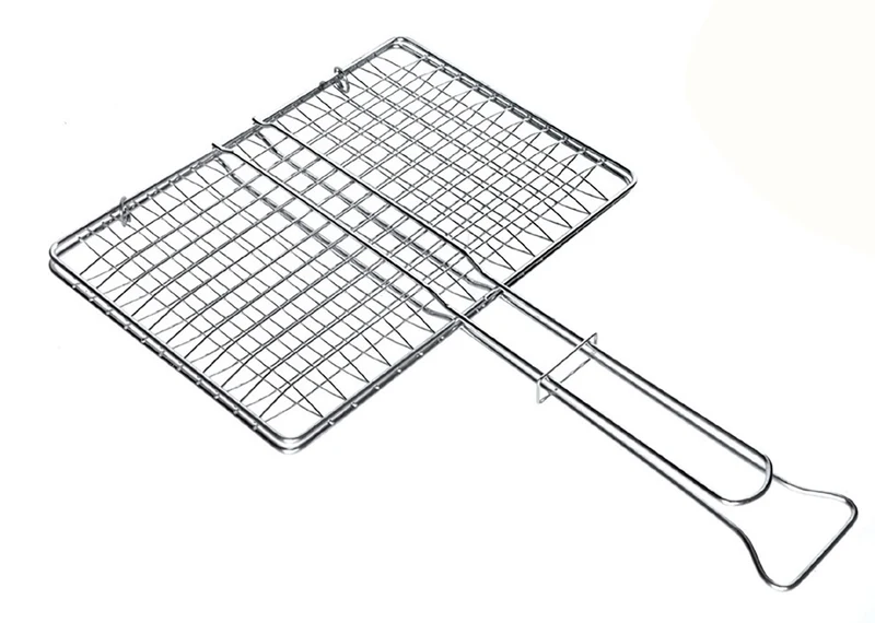 Griglia Doppia per Barbecue 30x40 cm Senza Piedini in Filo di Ferro Cromato Made in Italy