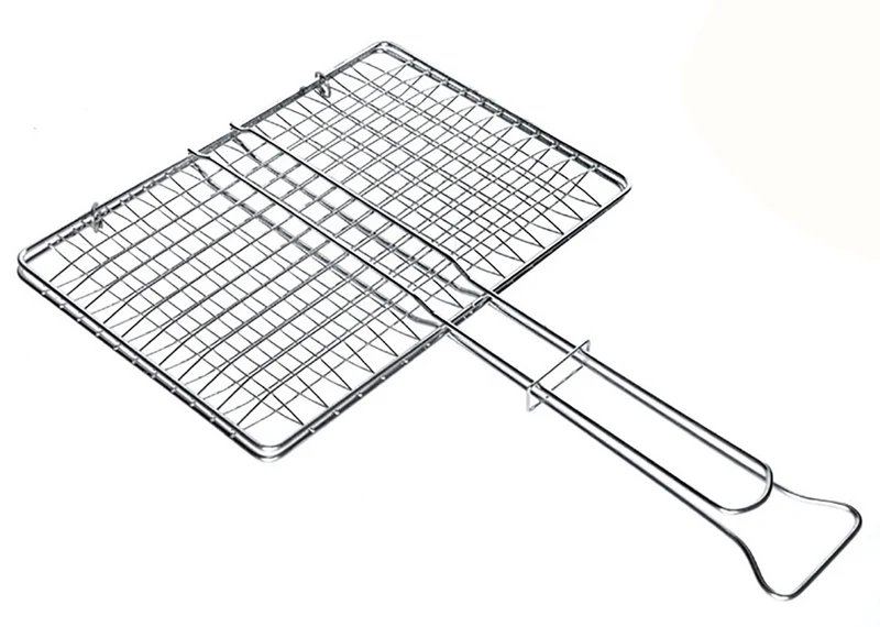 Griglia Doppia per Barbecue 27x37 cm Senza Piedini in Filo di Ferro Cromato Made in Italy