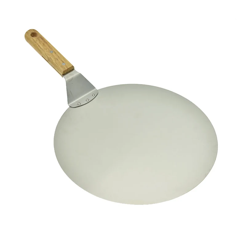 Spatola per Pizza Ø30,5x49 cm in Acciaio Inox con Manico in Legno