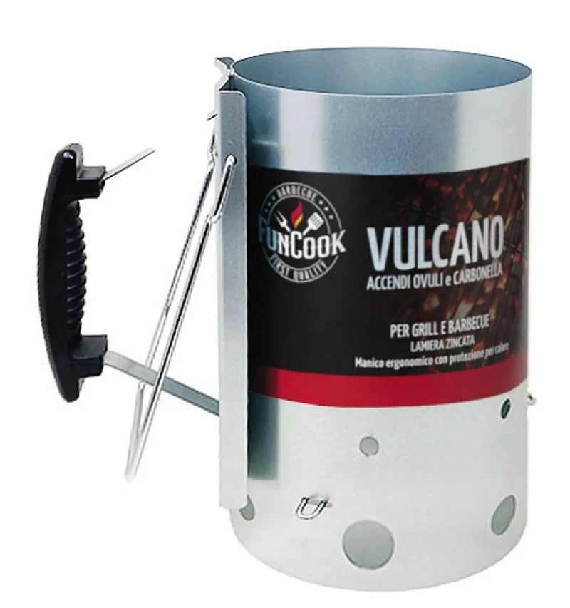 Vulcano Accendi Carbonella per Barbecue a Carbone Ø19 cm in Acciaio Galvanizzato