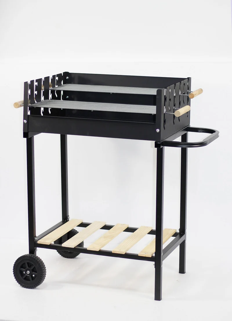 Barbecue a Carbone Domingo 82,5x46x89 cm con Griglia in Acciaio Inox e Paravento Nero