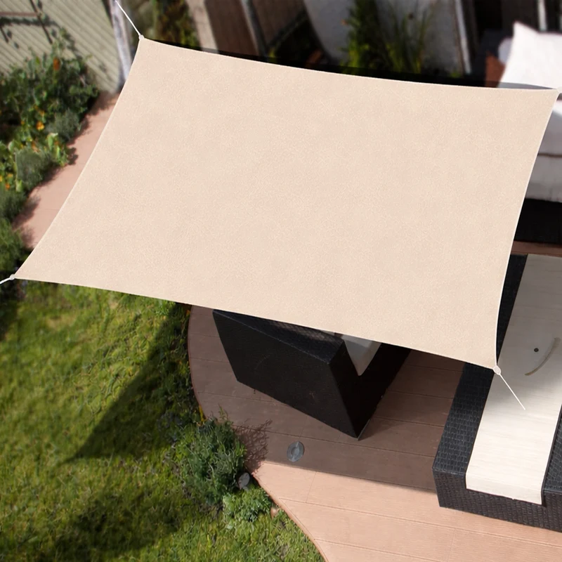 Tenda Vela Parasole 300x400 cm Telo Ombreggiante Rettangolare da Giardino in Poliestere Ecru