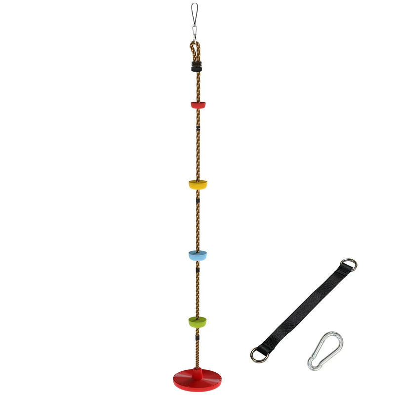 Corda Arrampicata per Bambini con Pedane e Seduta a Disco in HDPE e PE Rosso