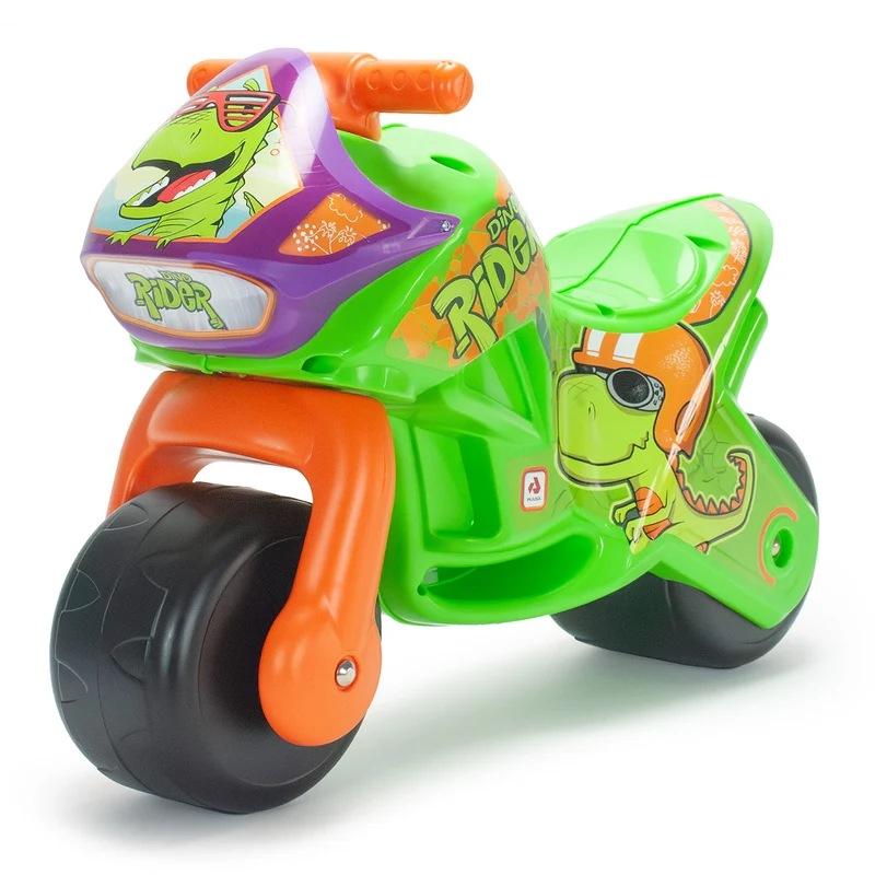 Moto Cavalcabile per Bambini Twin Dessert Dino Senza Pedali Verde e Arancione