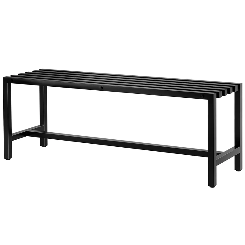 Panchina Moderna Industriale da Esterno 117x36x44 cm Senza Schienale in Acciaio Nero